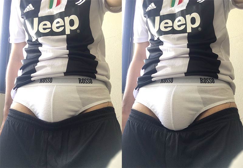 jogador excitado cueca branca marcando