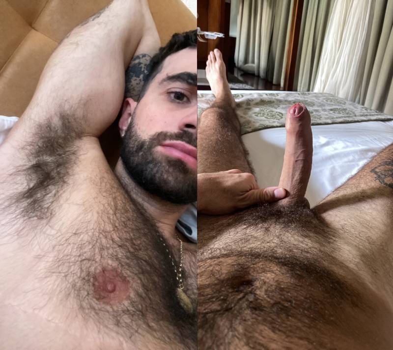 hairy stud jerking and cumming inside hot ass