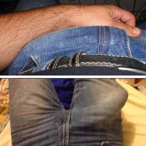 Pau duro no jeans - Machos bem dotados amadores