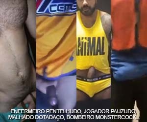 5 vídeos curtos com enfermeiro, bombeiro, malhado e jogador. Tudo picudo!