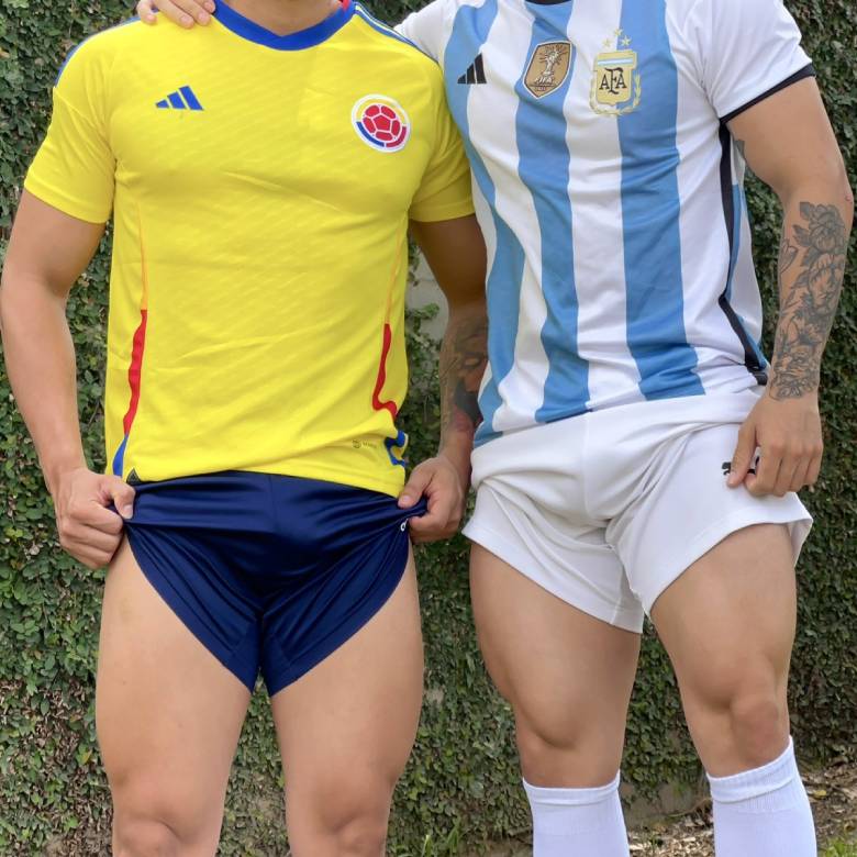 homens colombia e argentina roupa de futebol