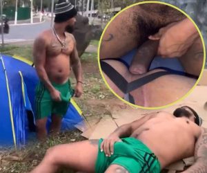 Pauzão morador de rua faz gay gemer na barraca