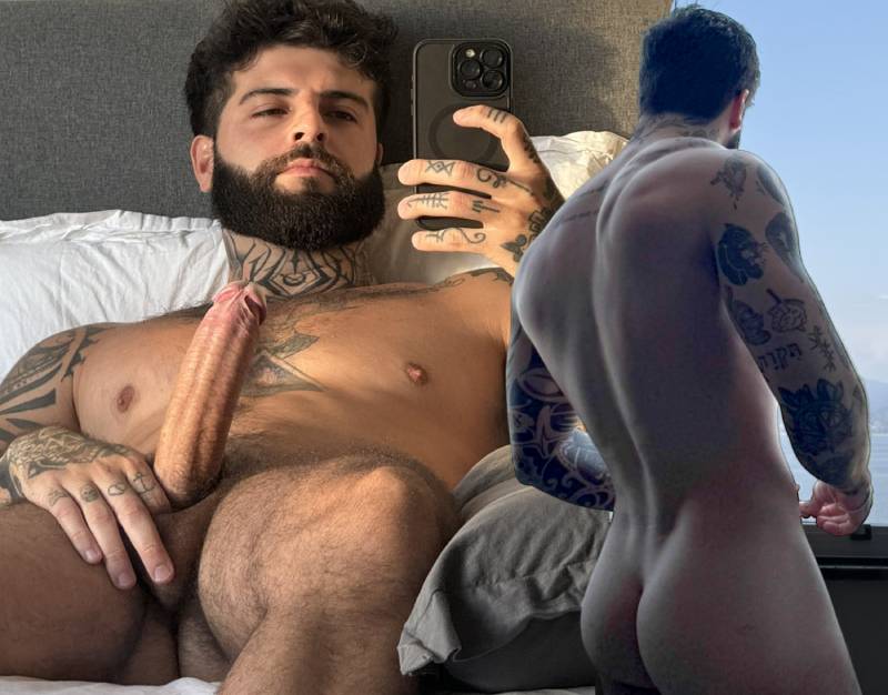 Muscular hairy top moaning while fucking deep